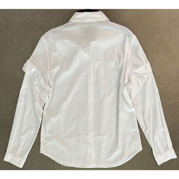 ANTONIO MELANI ASHTON BLOUSE Women Sz Small WHITE Ruffle Button Down - Picture 11 of 13